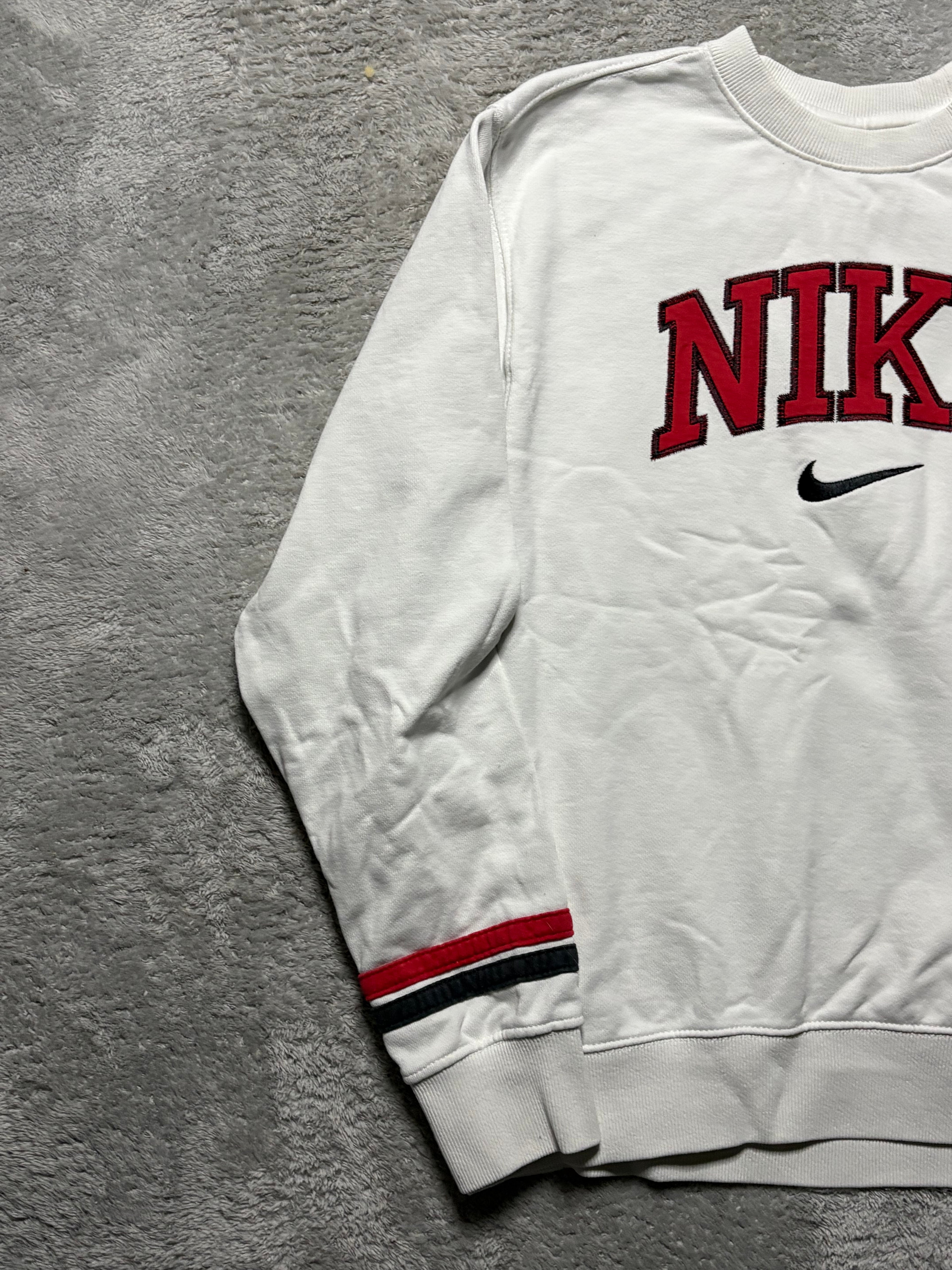 Nike Spellout Crewneck Sweater Weiß Rot Vintage S