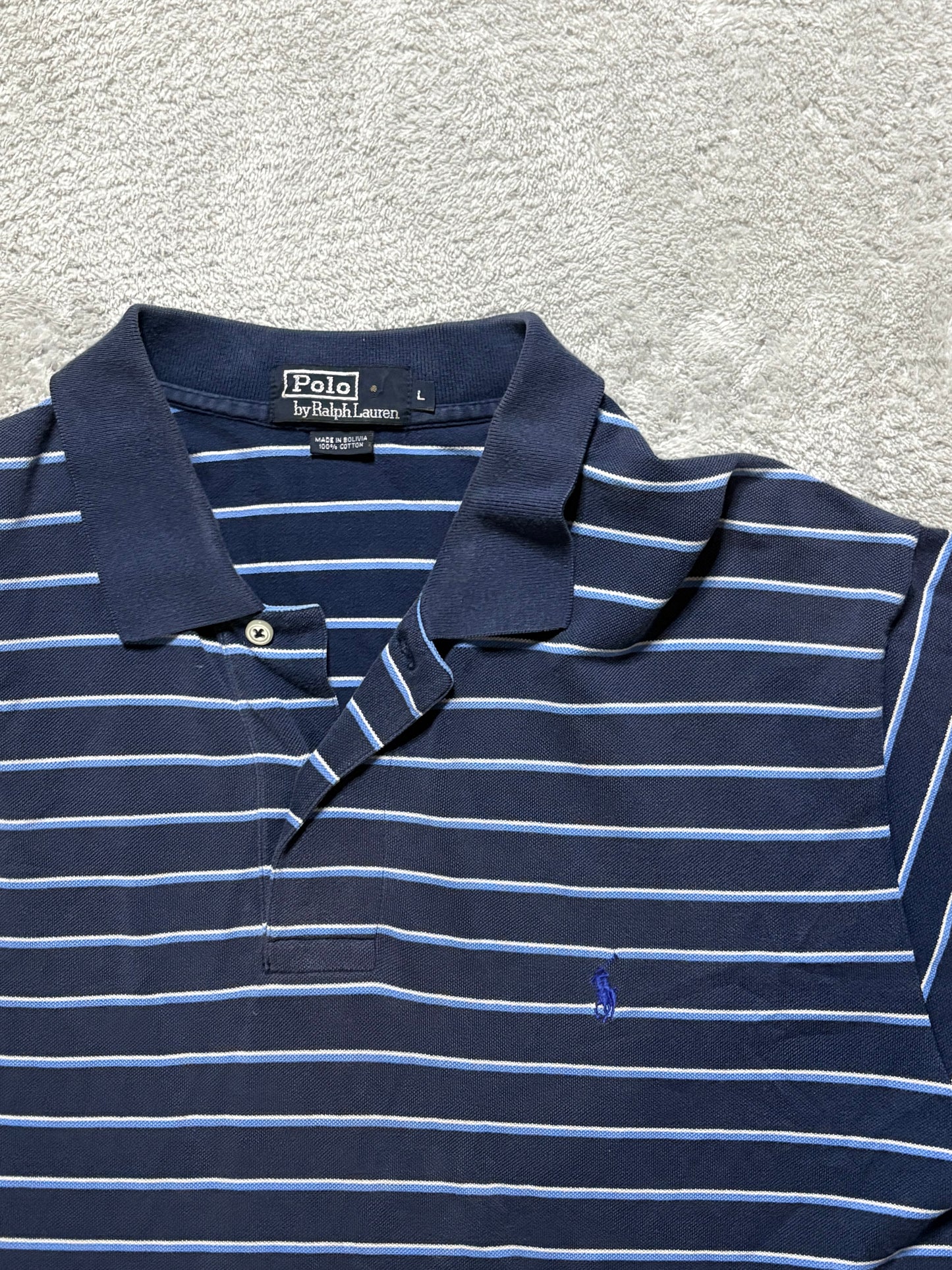 Polo Ralph Lauren Streifen Poloshirt Navy Blau XL