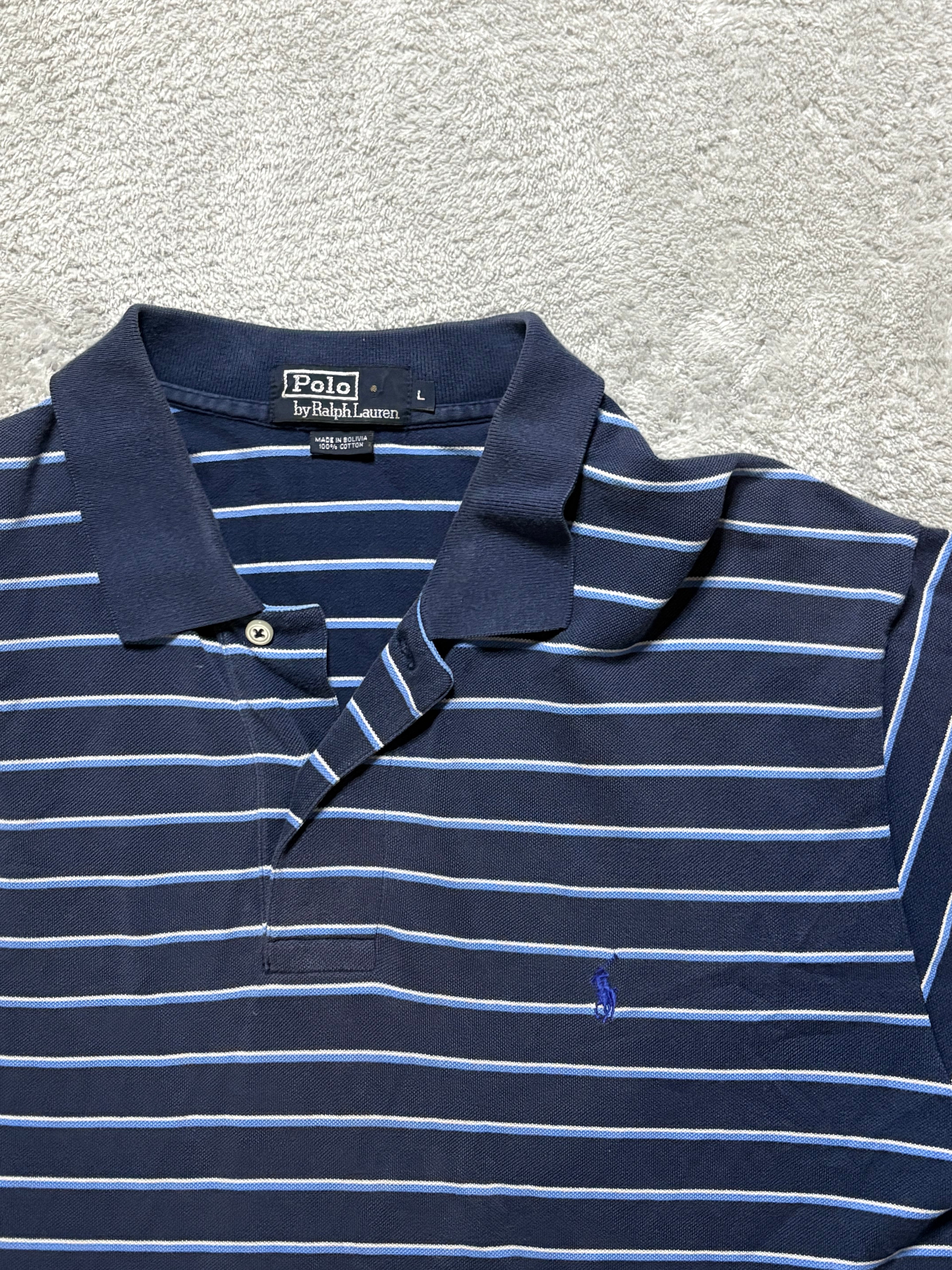 Polo Ralph Lauren Streifen Poloshirt Navy Blau XL