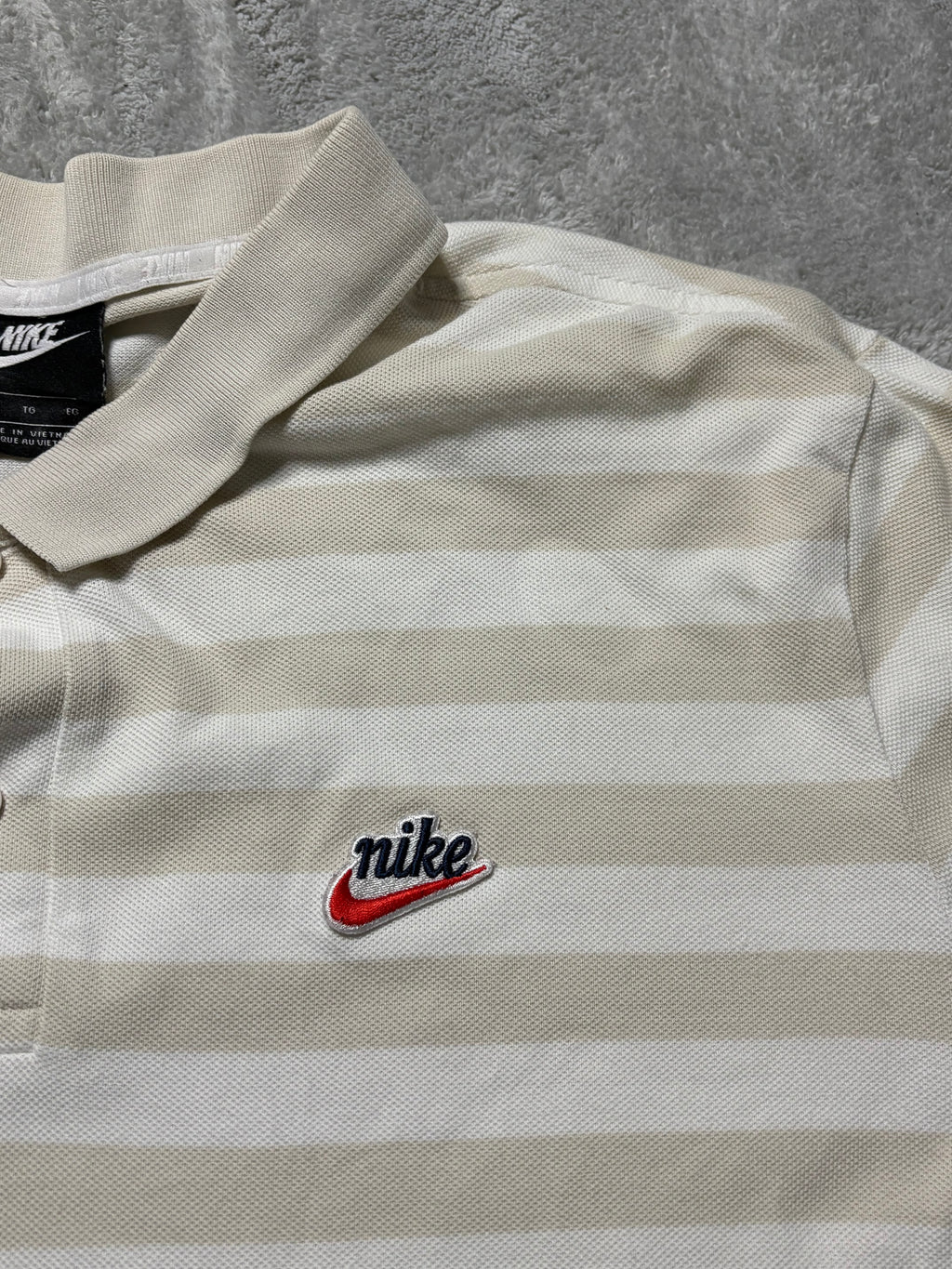Nike Vintage Stripe Poloshirt Beige Creme XL