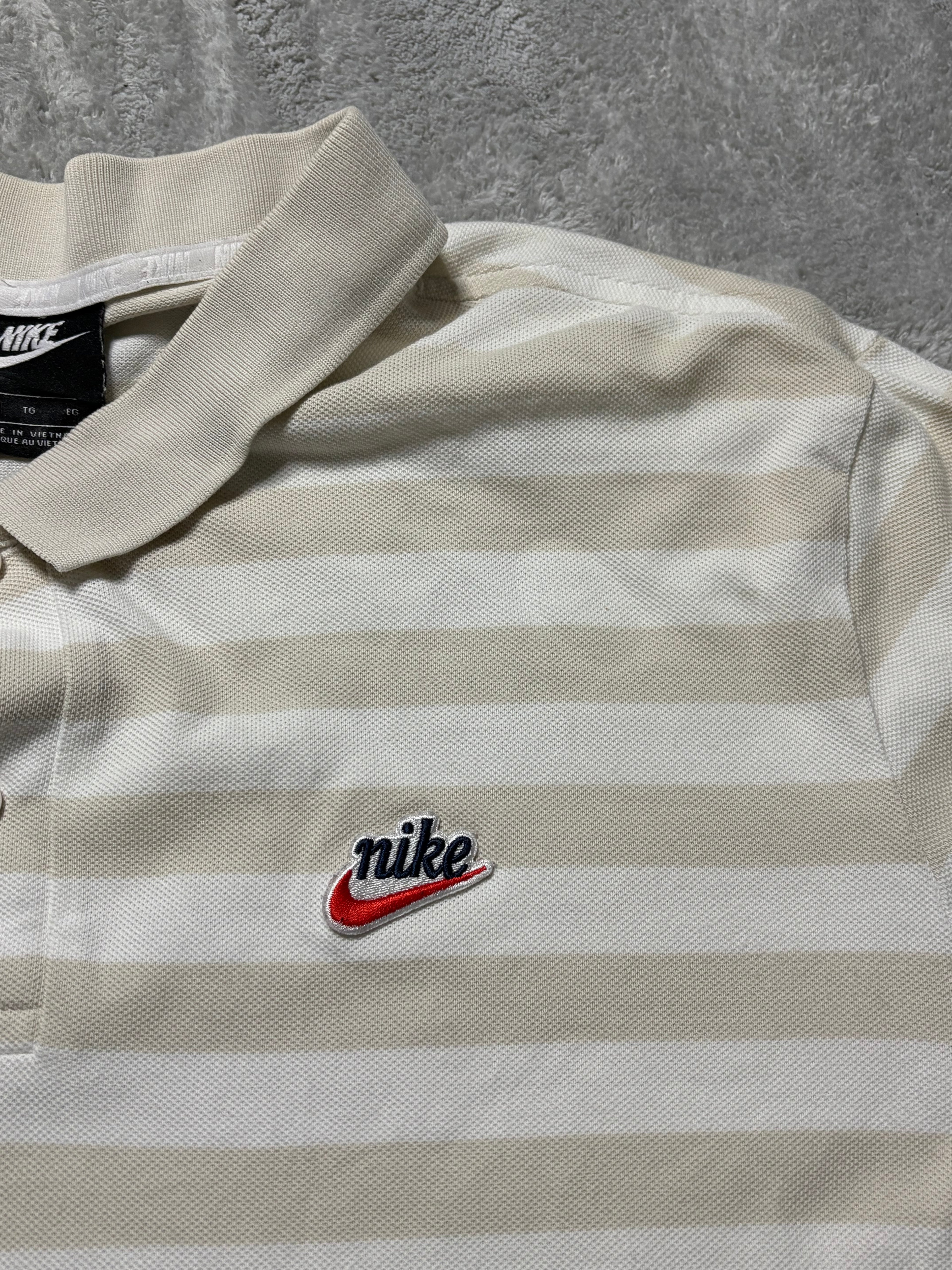 Nike Vintage Stripe Poloshirt Beige Creme XL