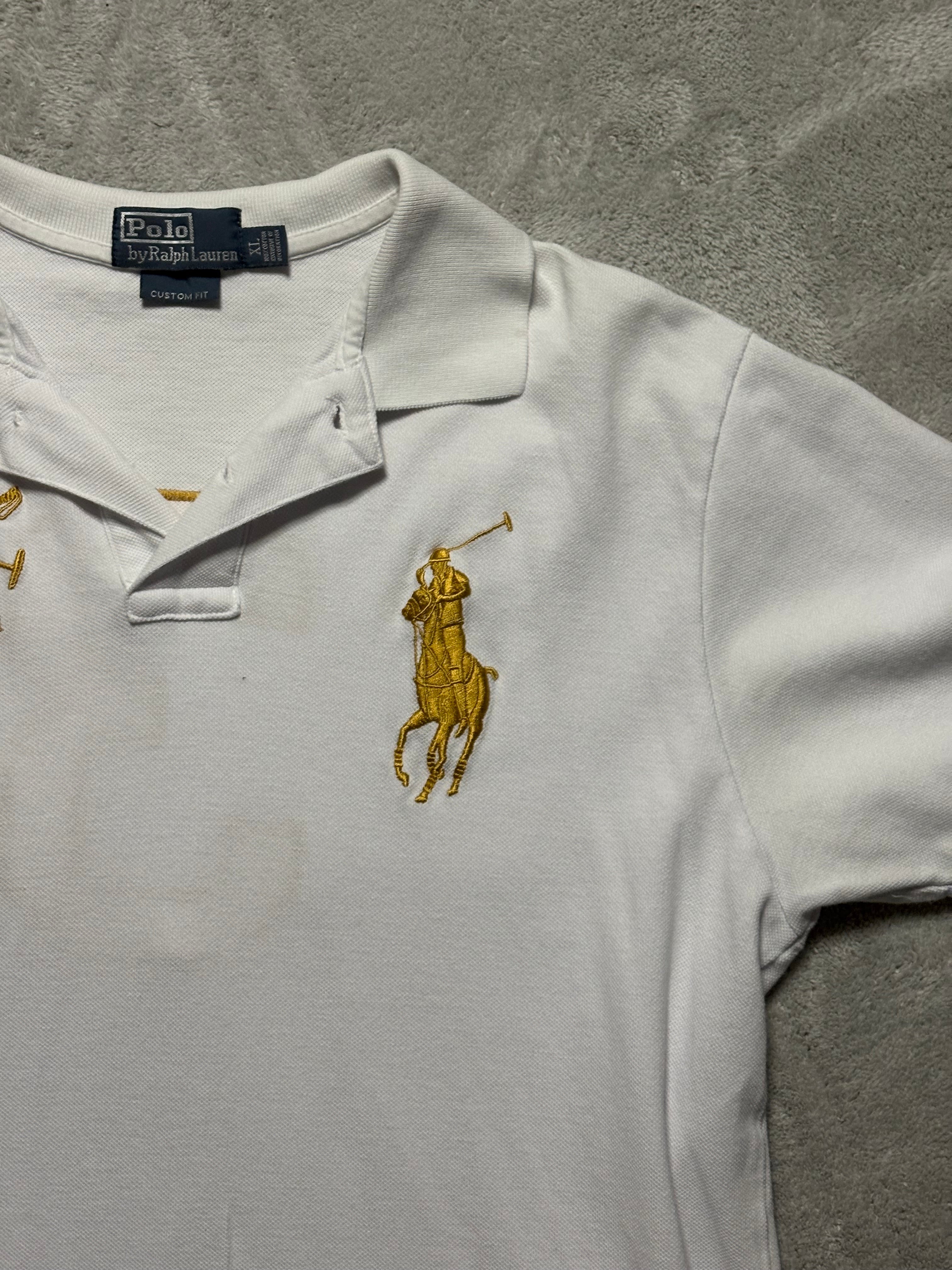 Ralph Lauren Vintage Big Pony Polo Weiß/Gold XL