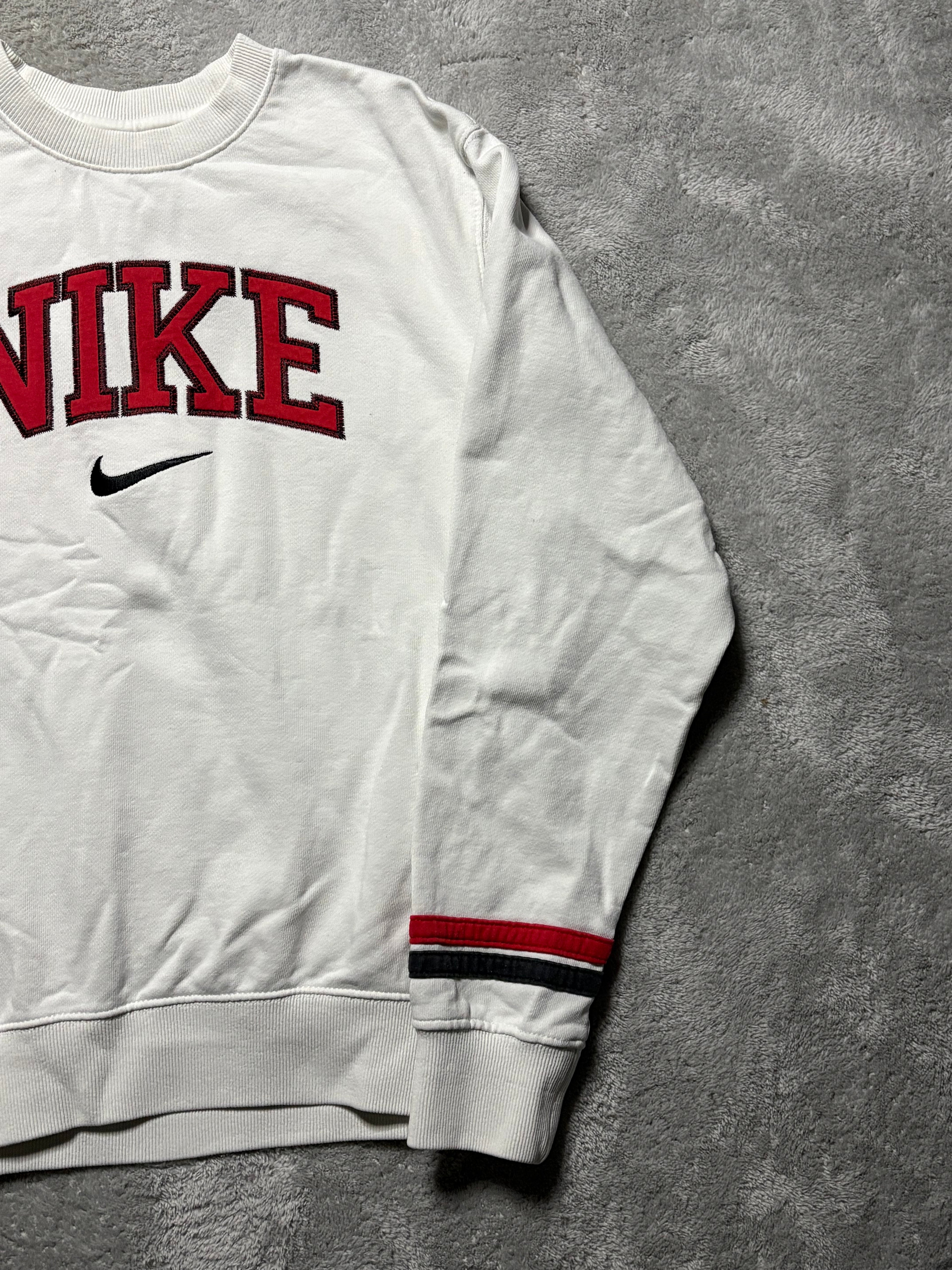 Nike Spellout Crewneck Sweater Weiß Rot Vintage S