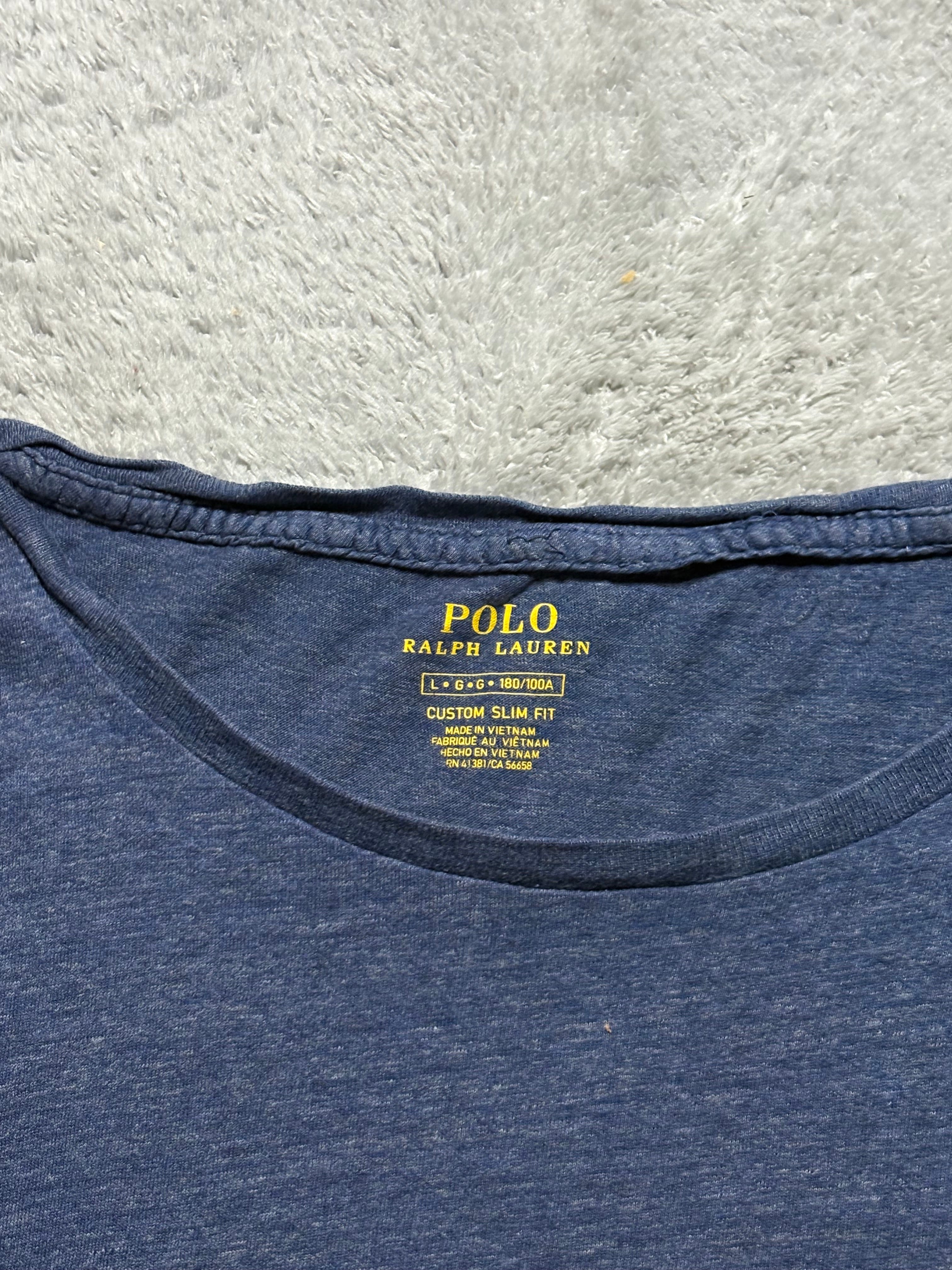 Polo Ralph Lauren Pocket T-Shirt Navy Blue Custom Slim Fit L