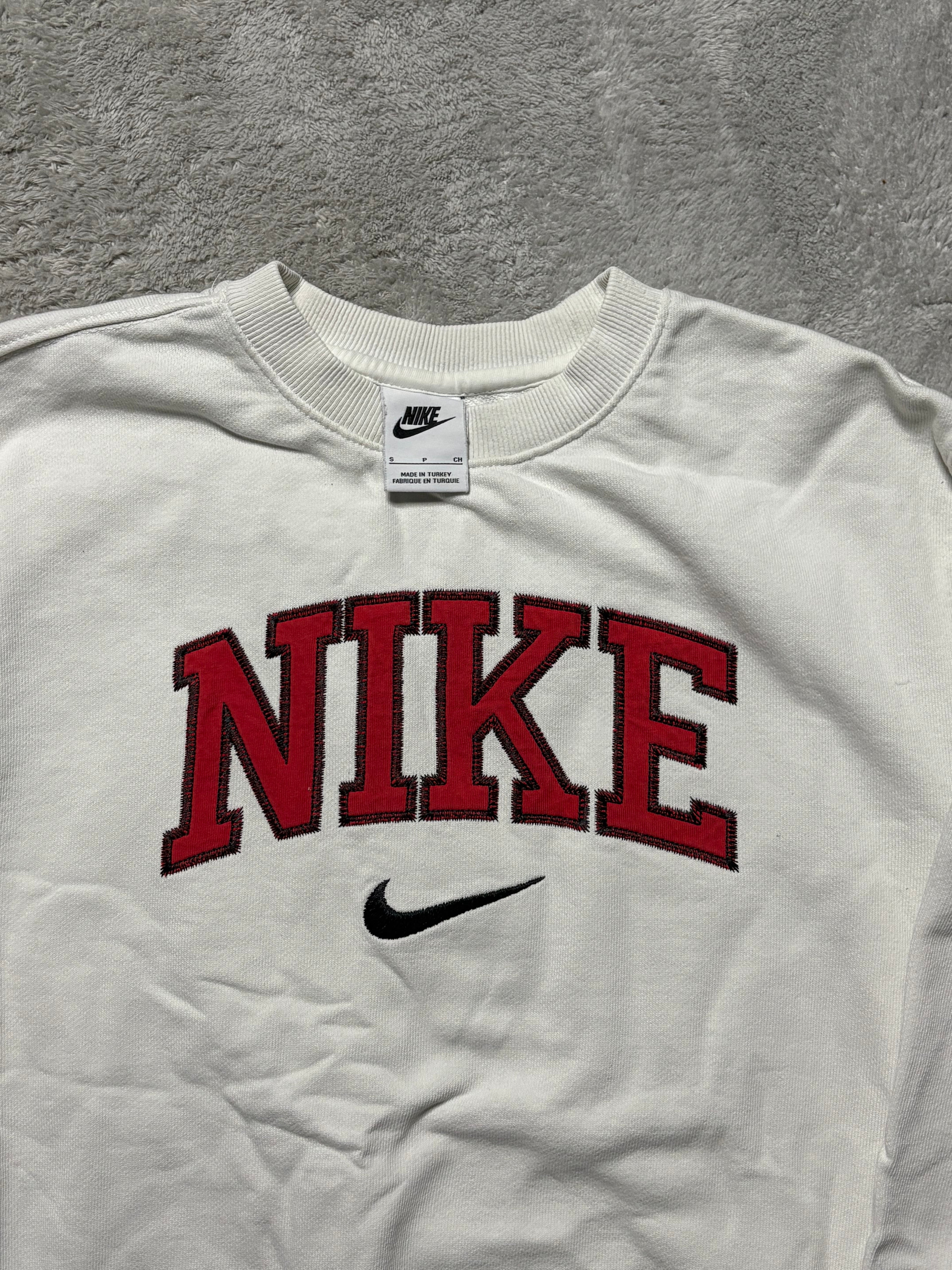 Nike Spellout Crewneck Sweater Weiß Rot Vintage S