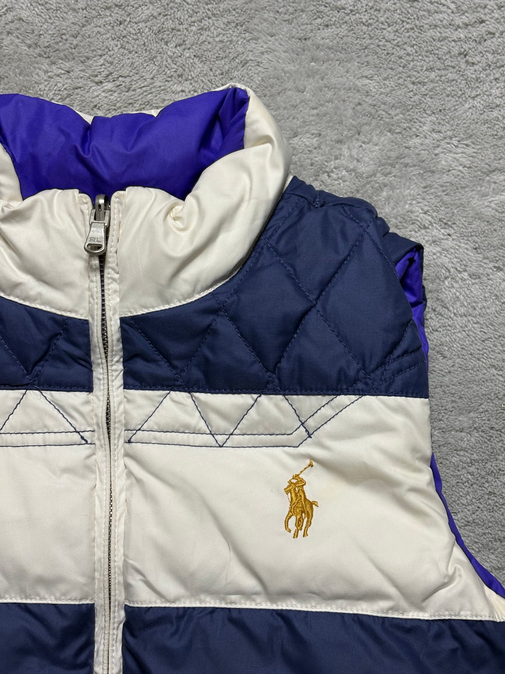 Ralph Lauren Wendeweste Daunenweste Blau Lila Reversible L