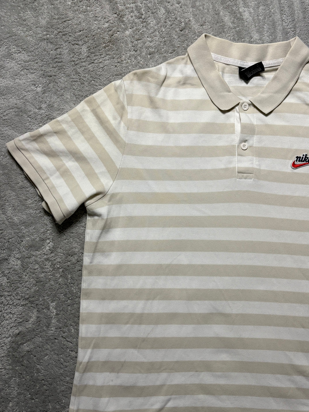 Nike Vintage Stripe Poloshirt Beige Creme XL