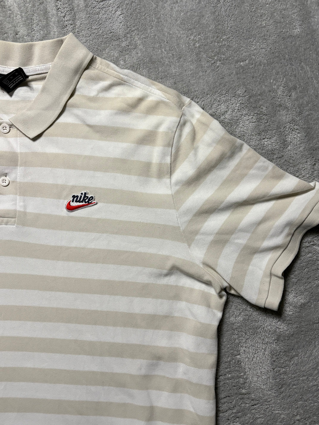 Nike Vintage Stripe Poloshirt Beige Creme XL