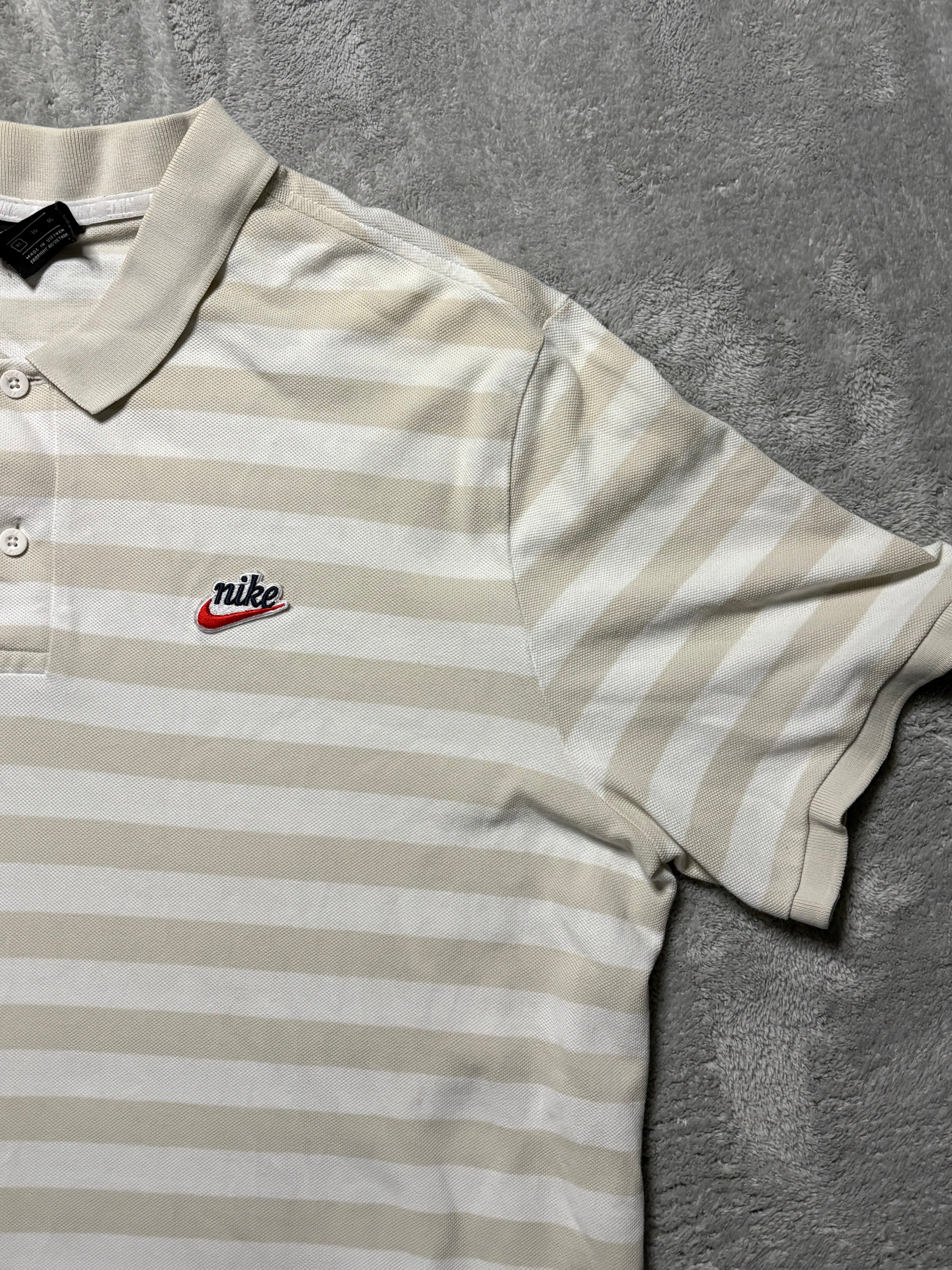Nike Vintage Stripe Poloshirt Beige Creme XL