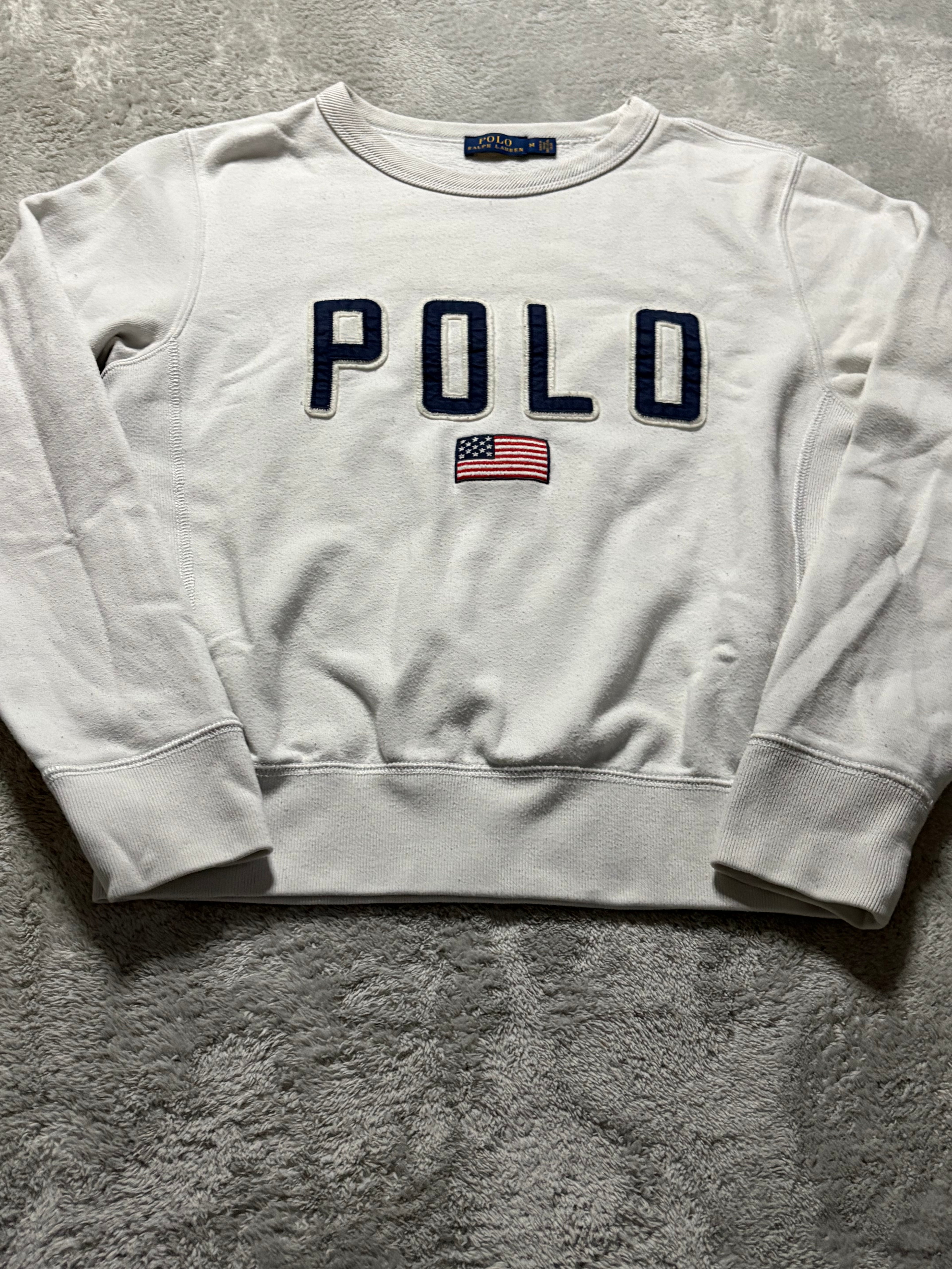 Polo Ralph Lauren USA Flag Sweatshirt Weiß M