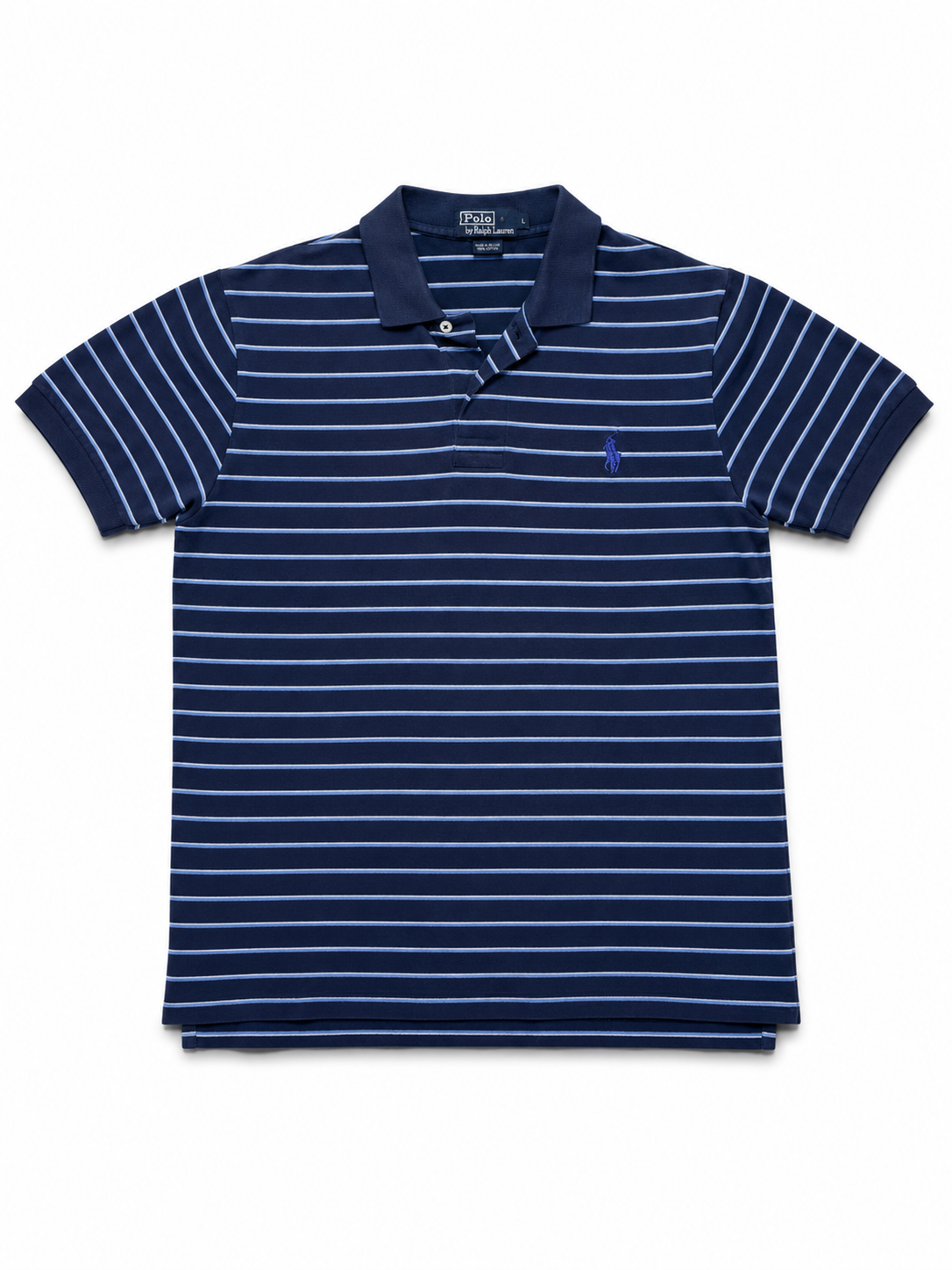 Polo Ralph Lauren Streifen Poloshirt Navy Blau XL