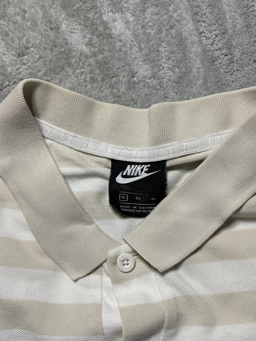 Nike Vintage Stripe Poloshirt Beige Creme XL