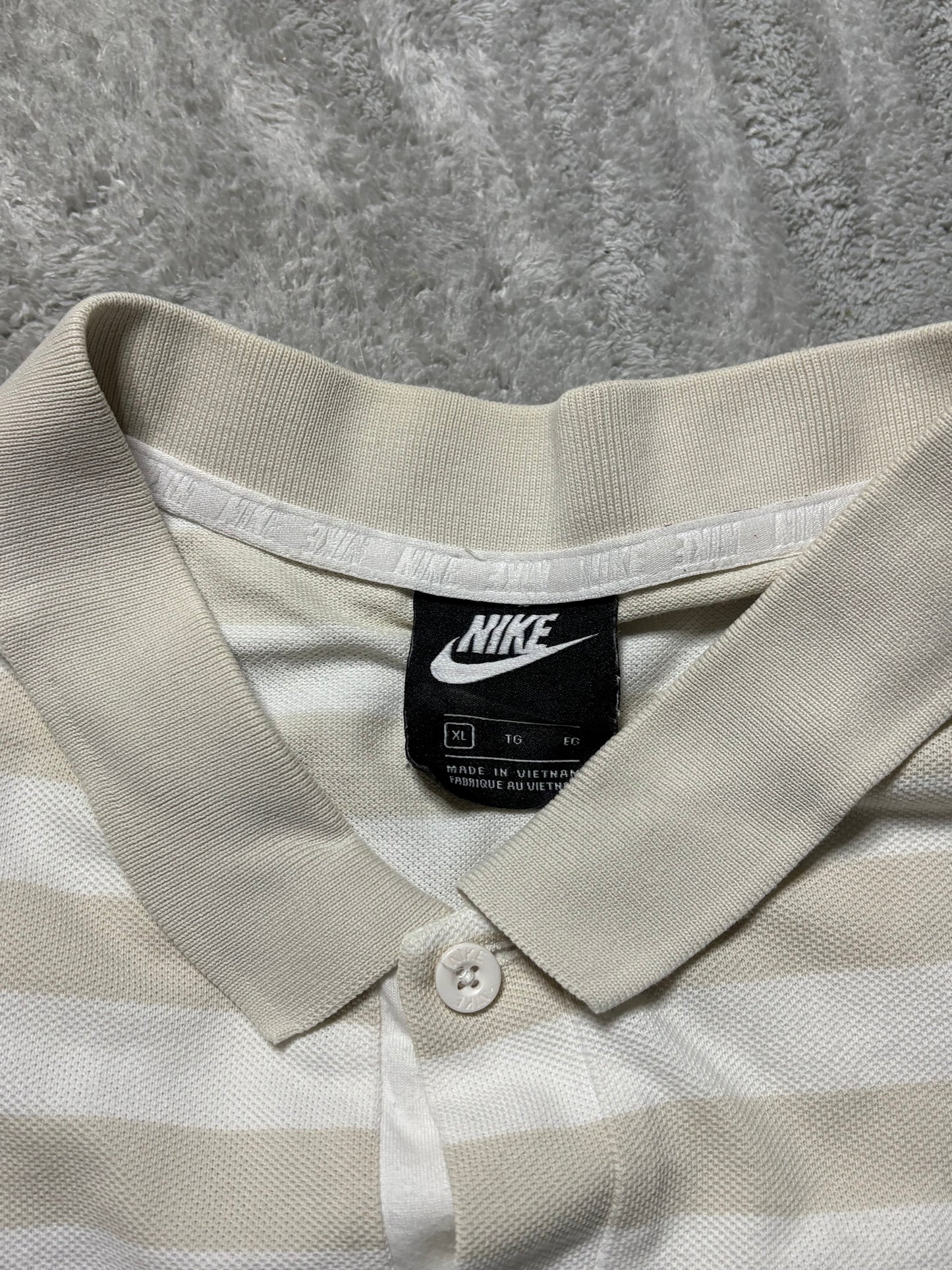 Nike Vintage Stripe Poloshirt Beige Creme XL