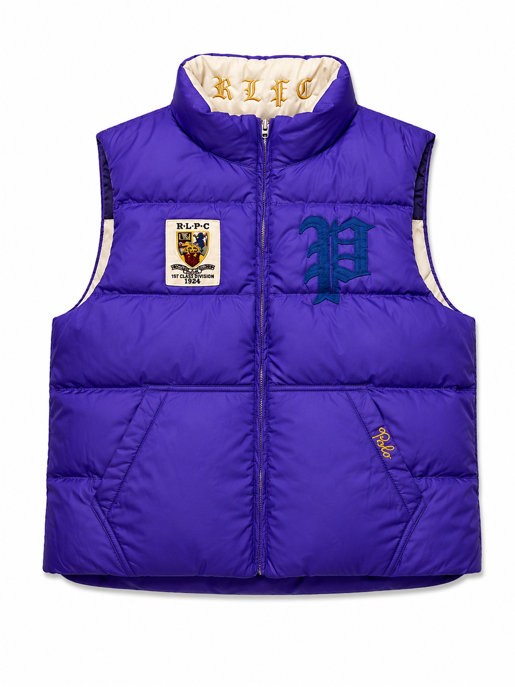 Ralph Lauren Wendeweste Daunenweste Blau Lila Reversible L