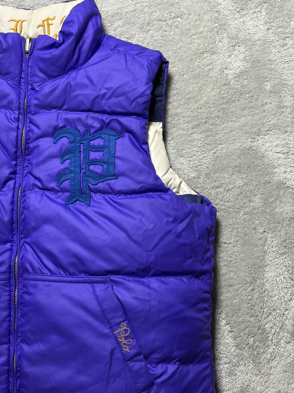 Ralph Lauren Wendeweste Daunenweste Blau Lila Reversible L