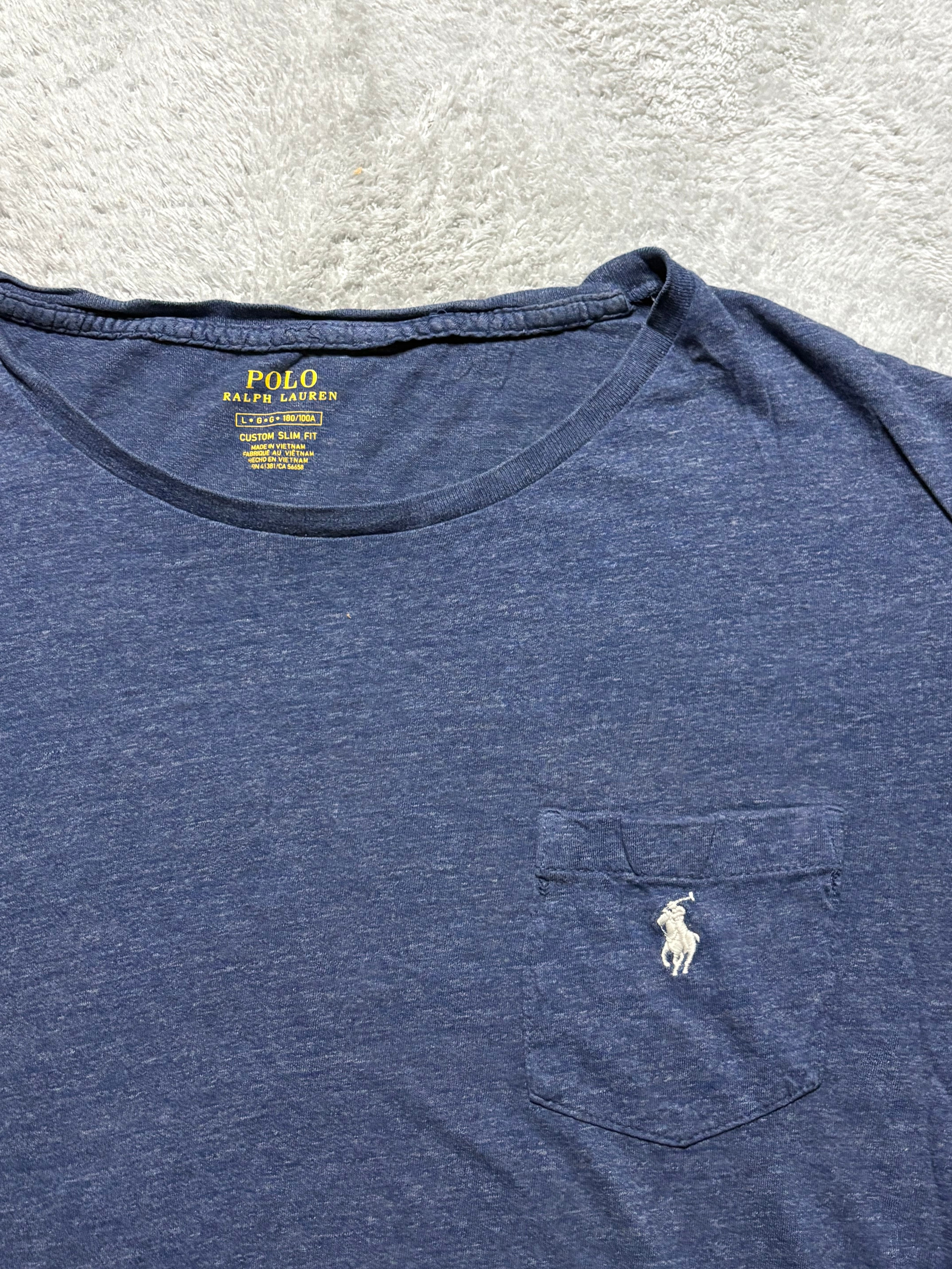 Polo Ralph Lauren Pocket T-Shirt Navy Blue Custom Slim Fit L